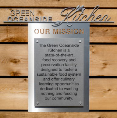 Green Oceanside Kitchen mission statement plaque